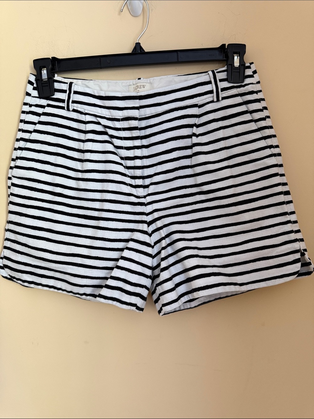J. Crew Black and White Striped 100% Cotton Shorts Size 6